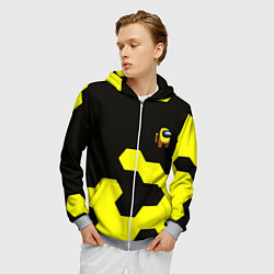 Толстовка 3D на молнии мужская Амонг ас текстура броня, цвет: 3D-меланж — фото 2