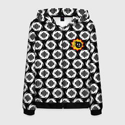 Толстовка 3D на молнии мужская Serious Sam logo pattern, цвет: 3D-черный