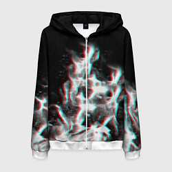 Мужская толстовка на молнии Огонь глитч текстура