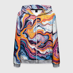 Мужская толстовка на молнии Жидкие разноцветные краски