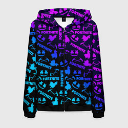 Толстовка 3D на молнии мужская Фортнайт неон, цвет: 3D-черный