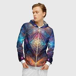 Толстовка 3D на молнии мужская Космическая геометрическая абстракция, цвет: 3D-белый — фото 2