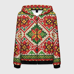 Мужская толстовка на молнии Классические русские узоры и орнамент