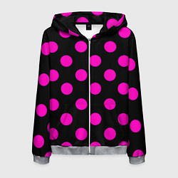 Мужская толстовка на молнии Эмо эстетика - черно розовый горох