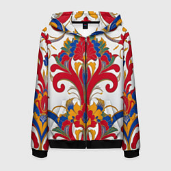 Мужская толстовка на молнии Яркий алый узор