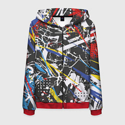 Толстовка 3D на молнии мужская Дизайнерская абстракция, цвет: 3D-красный