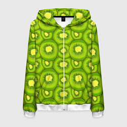 Толстовка 3D на молнии мужская Киви цветной паттерн, цвет: 3D-белый