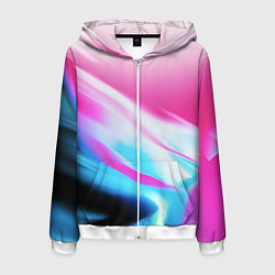 Толстовка 3D на молнии мужская Неоновые краски градиент, цвет: 3D-белый