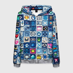 Мужская толстовка на молнии Пиксельный пэчворк