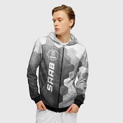 Толстовка 3D на молнии мужская Saab - grey gradient по-вертикали, цвет: 3D-черный — фото 2