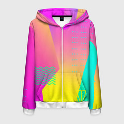 Толстовка 3D на молнии мужская Неоновая геометрия градиент, цвет: 3D-белый