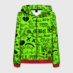 Толстовка 3D на молнии мужская Lil Peep кислотный паттерн, цвет: 3D-красный
