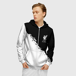 Толстовка 3D на молнии мужская Liverpool fc белые краски, цвет: 3D-белый — фото 2