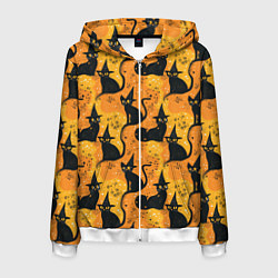 Мужская толстовка на молнии Кошки в шляпах - паттерн