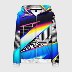 Мужская толстовка на молнии Neon stripes geometry