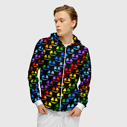 Толстовка 3D на молнии мужская Marshmello pattern neon, цвет: 3D-белый — фото 2