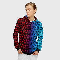 Толстовка 3D на молнии мужская Marshmello gradient, цвет: 3D-черный — фото 2