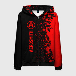 Толстовка 3D на молнии мужская Aerosmith - red gradient по-вертикали, цвет: 3D-черный