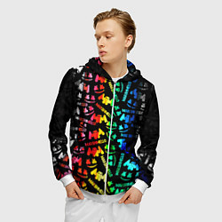 Толстовка 3D на молнии мужская Marshmello neon color, цвет: 3D-белый — фото 2