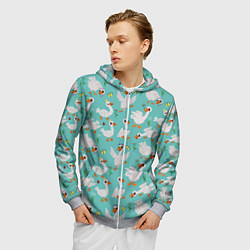 Толстовка 3D на молнии мужская Гусики, цвет: 3D-меланж — фото 2