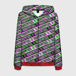 Толстовка 3D на молнии мужская Juventus glitch pattern, цвет: 3D-красный