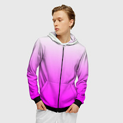 Толстовка 3D на молнии мужская Gradient color pink, цвет: 3D-черный — фото 2