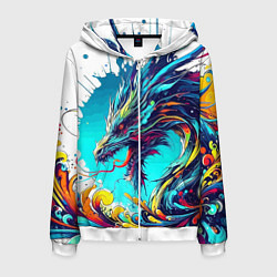 Толстовка 3D на молнии мужская Japanese dragon - tattoo irezumi, цвет: 3D-белый
