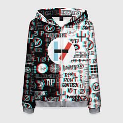 Толстовка 3D на молнии мужская Twenty one pilots glitch pattern, цвет: 3D-меланж