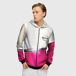 Толстовка 3D на молнии мужская Nissan auto metal, цвет: 3D-черный — фото 2