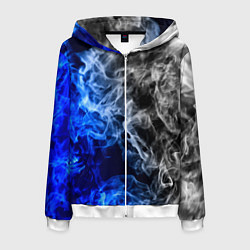 Толстовка 3D на молнии мужская Столкновение дыма, цвет: 3D-белый