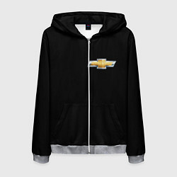 Толстовка 3D на молнии мужская Chevrolet logo, цвет: 3D-меланж