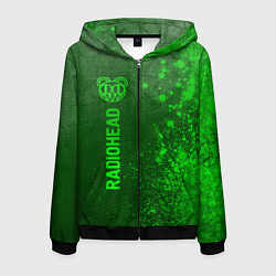 Толстовка 3D на молнии мужская Radiohead - green gradient по-вертикали, цвет: 3D-черный