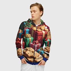 Толстовка 3D на молнии мужская Рождественское печенье, цвет: 3D-синий — фото 2