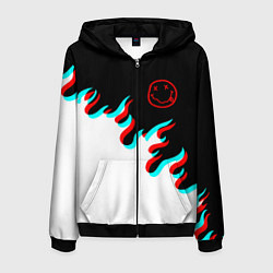 Мужская толстовка на молнии Нирвана глитч огонь