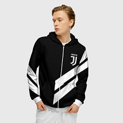 Толстовка 3D на молнии мужская Juventus line white, цвет: 3D-белый — фото 2