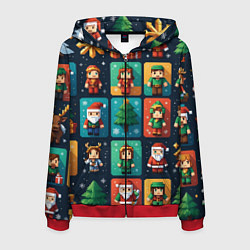 Мужская толстовка на молнии Minecraft с новогодний паттерн