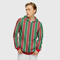 Толстовка 3D на молнии мужская Knitted pattern, цвет: 3D-красный — фото 2