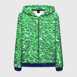 Толстовка 3D на молнии мужская Зелёные плитки на салатовом фоне, цвет: 3D-синий