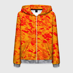 Толстовка 3D на молнии мужская Красные плитки на жёлтом фоне, цвет: 3D-меланж