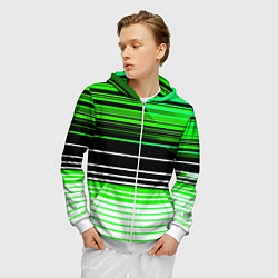 Толстовка 3D на молнии мужская Разноцветные вертикальные линии, цвет: 3D-белый — фото 2