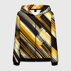 Мужская толстовка на молнии Жёлтые диагональные полосы на чёрном фоне