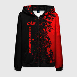 Толстовка 3D на молнии мужская Counter-Strike 2 - red gradient по-вертикали, цвет: 3D-черный