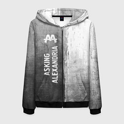 Толстовка 3D на молнии мужская Asking Alexandria - grey gradient по-вертикали, цвет: 3D-черный