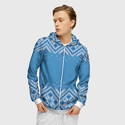 Толстовка 3D на молнии мужская Вязаный скандинавский орнамент, цвет: 3D-белый — фото 2