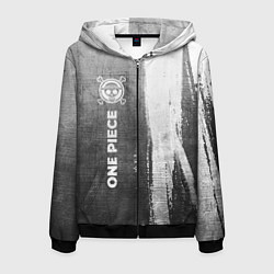 Толстовка 3D на молнии мужская One Piece - grey gradient по-вертикали, цвет: 3D-черный