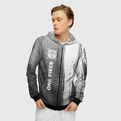 Толстовка 3D на молнии мужская One Piece - grey gradient по-вертикали, цвет: 3D-черный — фото 2