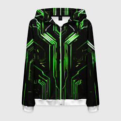 Мужская толстовка на молнии Green stripes on a black background