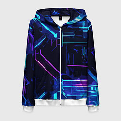 Мужская толстовка на молнии Сине-розовые полосы на чёрном фоне