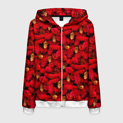 Мужская толстовка на молнии Красная елка с золотыми шишками