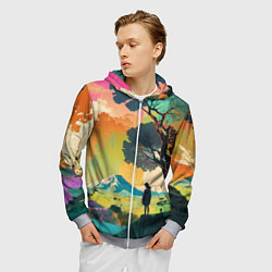 Толстовка 3D на молнии мужская На природе абстракция, цвет: 3D-меланж — фото 2